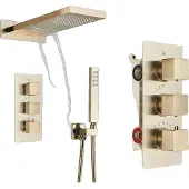 OEM Duscharmatur, zeitgenössischer Stil, Dual-Control-System, gebürstetes Gold B