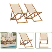 The Living Store Strandstühle 2 Stk. Klappbar Beige Stoff und Massivholz