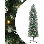 Syfax Künstlicher schlanker Weihnachtsbaum Grün und Weiß 240 cm