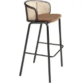Angel Cerdá Hocker aus Rattan und braunem Samt 4128