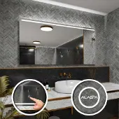 Alasta Rechteckiger LED-Spiegel 100x70 cm für Wohnzimmer, Schlafzimmer und Badezimmer