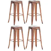 CLP 4er Set Barhocker Joshua I Stapelbare Tresenhocker aus Metall I Barstühle mit Fußstützen I Sitzhöhe 76 cm I Stapelhocker, Farbe: kupfer