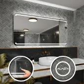 Alasta Rechteckiger LED-Spiegel 150x50 cm für Wohnzimmer, Schlafzimmer und Badezimmer