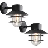 Konstsmide 2er-Set Aluminium Wandleuchten MODENA schwarz, E27-Sockel, Höhe 24cm