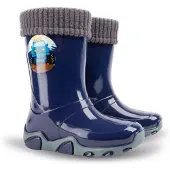 Demar Gefütterte, dunkelblaue Gummistiefel mit Autoaufdruck STORMER LUX D 30-31
