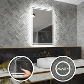 Alasta Rechteckiger LED-Spiegel 50x60 cm für Schlafzimmer, Badezimmer und Wohnzimmer