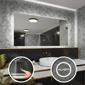 Alasta Rechteckiger LED-Spiegel 140x50 cm für Wohnzimmer, Badezimmer und Schlafzimmer