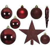 Kaemingk Christbaumkugeln Set aus 33 kastanienbraunen Christbaumkugeln in verschiedenen Formen
