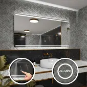 Alasta Rechteckiger LED-Spiegel 130x70 cm für Wohnzimmer, Schlafzimmer und Badezimmer