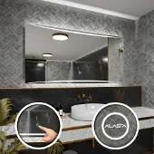 Alasta Rechteckiger LED-Spiegel 110x100 cm für Badezimmer, Wohnzimmer und Schlafzimmer