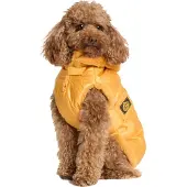 Fashion Dog Hunde-Steppmantel mit abnehmbarer Kapuze - Ocker-Gelb - 43 cm