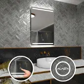 Alasta Rechteckiger LED-Spiegel 50x80 cm für Badezimmer, Wohnzimmer und Schlafzimmer