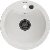 Mexen Diego 1-Becken-Granit-Spüle 488 x 480 mm, Weiß, Siphon Schwarz - 6512481000-20-B