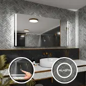 Alasta Rechteckiger LED-Spiegel 90x80 cm für Schlafzimmer, Badezimmer und Wohnzimmer