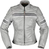 Modeka Iona Damen Motorrad Lederjacke, hellgrau, 44