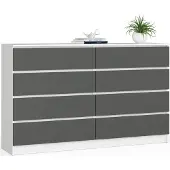 Akord Kommode 8 Schubladen Weiß/Graphit 160X40X99 Cm
