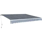 The Living Store Gelenkarmmarkise 400 cm Blau/Weiß