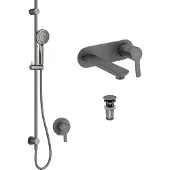 Lomadox Badezimmer Armaturen und Zubehör Set DEANTE-30 in titanium