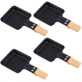Syntrox Germany Syntrox Raclette Pfännchen viereckig mit Bambusgriff 4 Stück