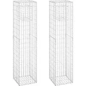 Syfax Gabionensäulen 2 Stk. 40x40x180 cm Eisen