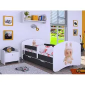 BDW , Kinderbett mit Matratze, Lattenrost, Schublade, LABU, Graphit, 180x90