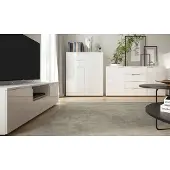 Feldmann-Wohnen Wohnzimmer-Set Paris Wohnwand 3-teilig weiß Hochglanz grifflos
