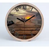 Tulup Holzuhr 20fi cm wanduhr - schwarze Spitzen - Holzsteg