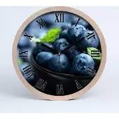 Tulup Holzuhr 25fi cm wanduhr - schwarze Spitzen - Blaubeeren