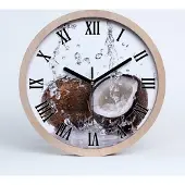 Tulup Holzuhr 25fi cm wanduhr - schwarze Spitzen - und Kokoswasser