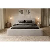 Fun-Möbel Polsterbett Bett OMAHA 140x200cm Komplettset in Stoff Macau Sand / Speed