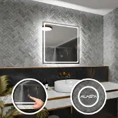 Alasta Rechteckiger LED-Spiegel 100x100 cm für Schlafzimmer, Wohnzimmer und Badezimmer