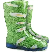 Demar Damen Gummistiefel Regenstiefel Gartenschuhe Wasserdicht Margeriten Blumen-Motiv 36/37