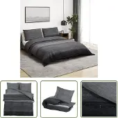 The Living Store Bettwäsche-Set Dunkelgrau 140x200 cm Baumwolle