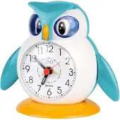 JVD SR51.5 Wecker Kinderwecker Quarz analog Eule weiß türkis für Kinder