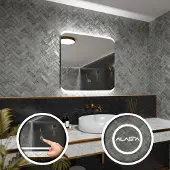 Alasta Rechteckiger LED-Spiegel 60x60 cm für Wohnzimmer, Schlafzimmer und Badezimmer