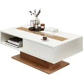 Lomadox Couchtisch in weiß mit Eiche FALLON-55