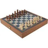 Manopoulos 2-in-1 Spiele-Set Turquoise – Walnuss-Optik – Schach & Backgammon Groß (41x41 cm)