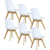 Woltu 6er Set Esszimmerstühle Küchenstuhl Design Stuhl Esszimmerstuhl Kunstleder Holz, Weiß