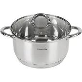 Topfann Edelstahl Kochtopf 24cm mit Glasdeckel Topf Suppentopf Universaltopf Induktion 5L