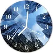 Tulup Glasuhr Wanduhr Küchenuhr Echt-Glas 30fi cm Glasbauten blau