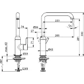 Hansa Spültisch-Einhebelmischer HANSAVANTIS Style seitenbed., Ausl. 223mm, Stahl gebürstet