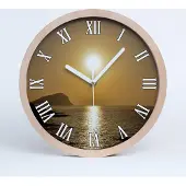 Tulup Holzuhr 30fi cm wanduhr - weiße Spitzen - Meer Sonnenuntergang