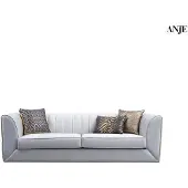 AEA Weißer Edelstahl Dreisitzer Textilmöbel Wohnzimmer Couch Polstermöbel