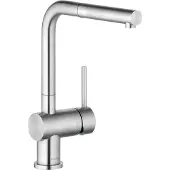 Kludi L STEEL Spültisch-Einhebelmischer, herausziehbarer Auslauf, geschlossener Hebel, EcoPlus, Edelstahl gebürstet, 45851F877