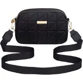 Edibazzar Schwarze gesteppte Schultertasche Damen Kunstleder Handtasche