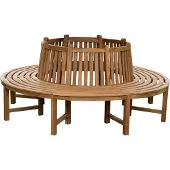 CLP Baumbank Teak 360 Grad Nila witterungsbeständig, Gartenbank rund mit Rückenlehne, Rundbank für Baumumrandung, Holzbank wetterfest, Farbe: braun