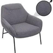 Mendler Lounge-Sessel HWC-J77, Cocktailsessel Sessel, Bouclé Stoff Metall dunkelgrau