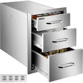 Vevor Outdoor-Küchenschubladen, Unterputz-Grillschubladen aus Edelstahl mit dreifachem Zugriff und Griff, Grillinselschubladen für Außenküchen oder Terrassen-Grillstationen 356 x 516 x 588 mm