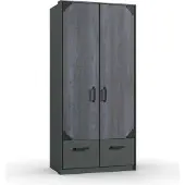 Wimex Kleiderschrank Drehtürenschrank "Nottingham" graphit Digitalprint Steel Optik 90cm