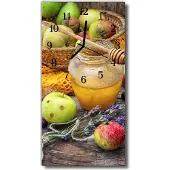 Tulup Glasuhr Wanduhr Küchenuhr Echt-Glas 30x60 Herbst Tisch Mehrfarbig